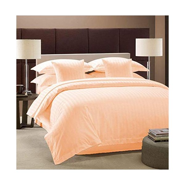 Well Being 100% Cotton Double Bed Sheet with 2 Pillow Covers - PEACH (108"X108")