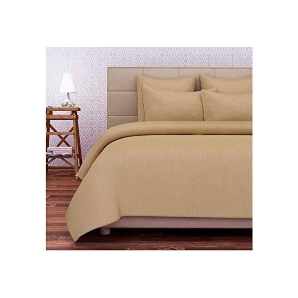 Well Being 100% Cotton Double Bed Sheet with 2 Pillow Covers - BEIGE (108"X108")