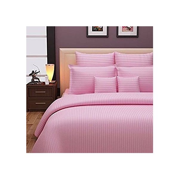 Well Being 100% Cotton Double Bed Sheet With 2 Pillow Covers - PINK (90"X108")