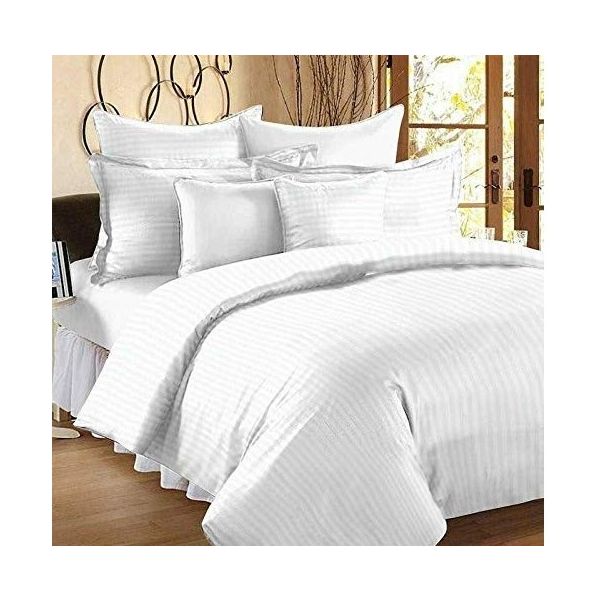 Well Being 100% Cotton Double Bed Sheet With 2 Pillow Covers - WHITE (90"X108")
