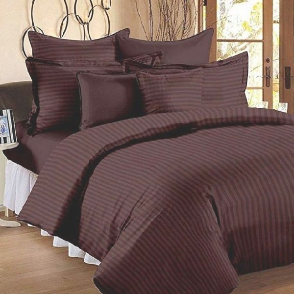 Well Being 100% Cotton Double Bed Sheet With 2 Pillow Covers - DARK BROWN (108"X108")