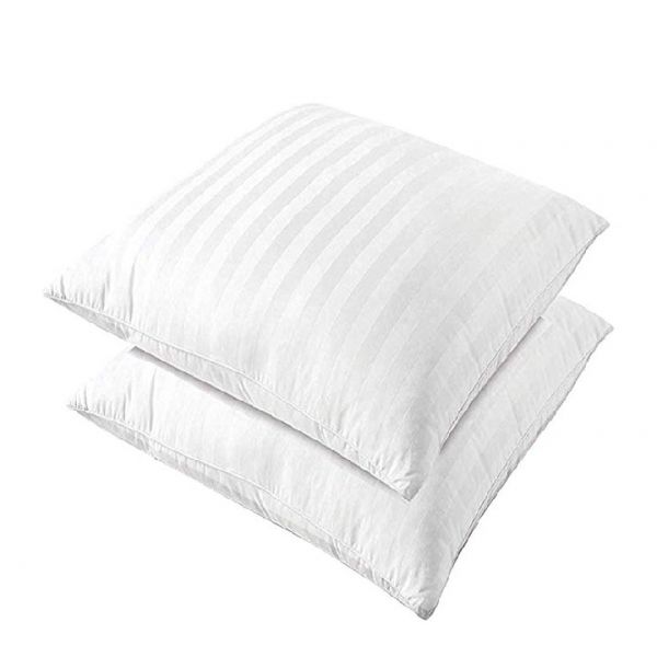 Well Being Cushion Inserts Fiber Filler Satin Stripe Outer Cover 16x16 Inch White Set of 2 Cushion Fillers