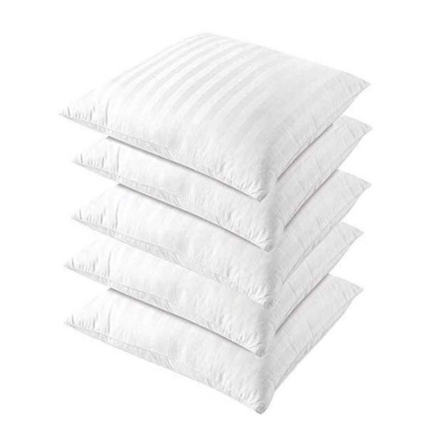 Well Being Cushion Inserts Fiber Filler Satin Stripe Outer Cover 16x16 Inch White Set Of 5 Cushion Fillers