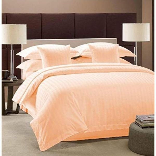 Well Being 100% Cotton Double Bed Sheet With 2 Pillow Covers – PEACH (90"X108")